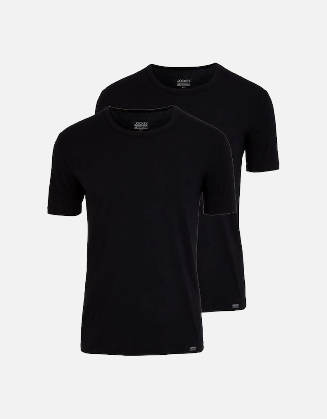 2-Pack Cotton Stretch Crew-Neck T-Shirts, Black, 5 of 4