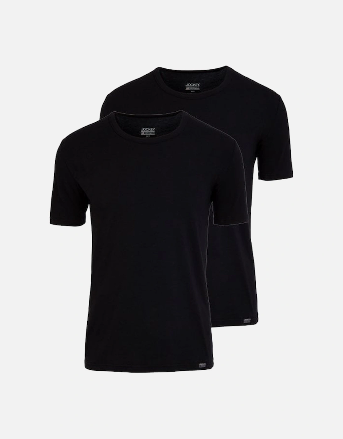 2-Pack Cotton Stretch Crew-Neck T-Shirts, Black, 3 of 2