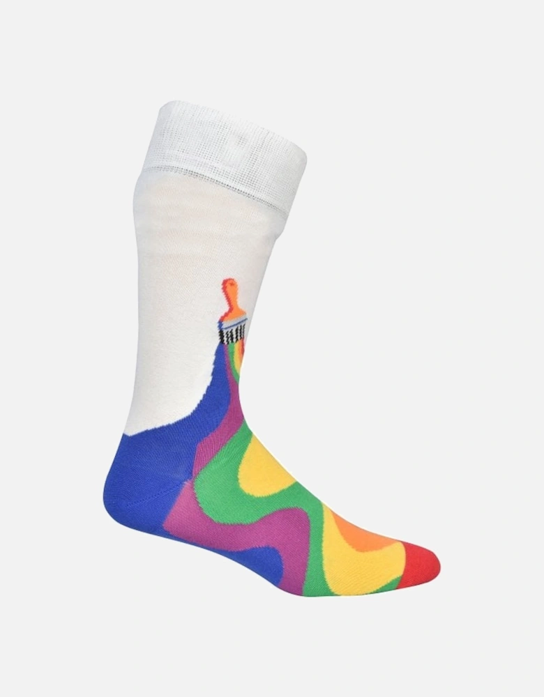 Pride Colour Socks, White/Rainbow