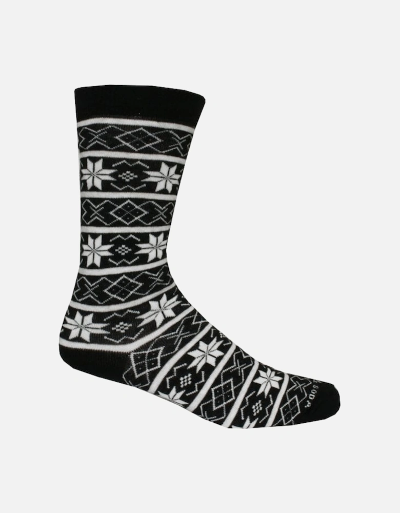 Fair Isle Boxer Brief & Boot Socks Gift Box, Black/White