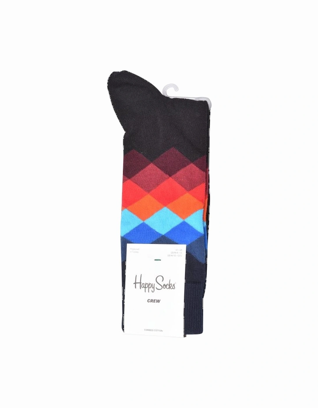 Faded Diamond Socks, Navy with red/blue