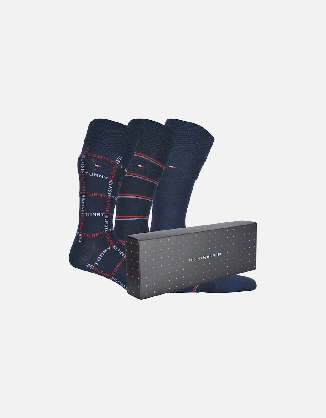 3-Pack Logo Stripe Socks Gift Box, Navy, 8 of 7
