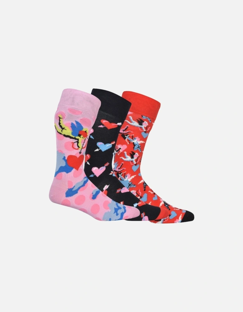 3-Pack "I Love You" Socks Gift Pack, Black/Red/Pink