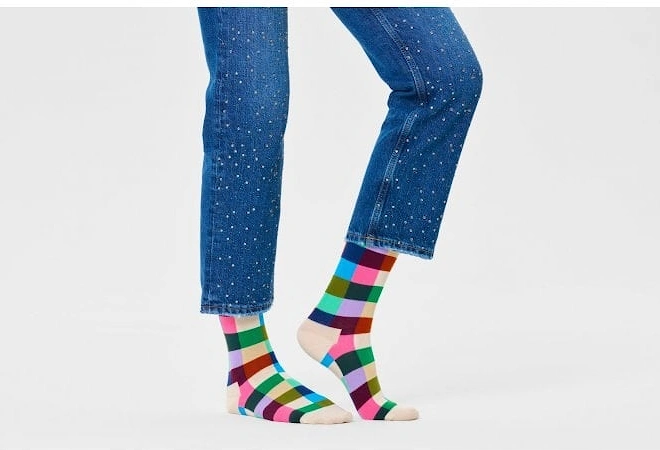 Rainbow Check Socks, Multi