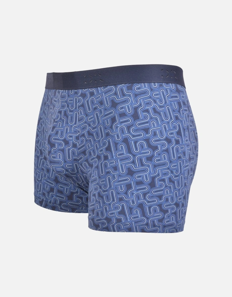 Jack Pima Cotton Stretch Geo Print Boxer Trunk, Navy