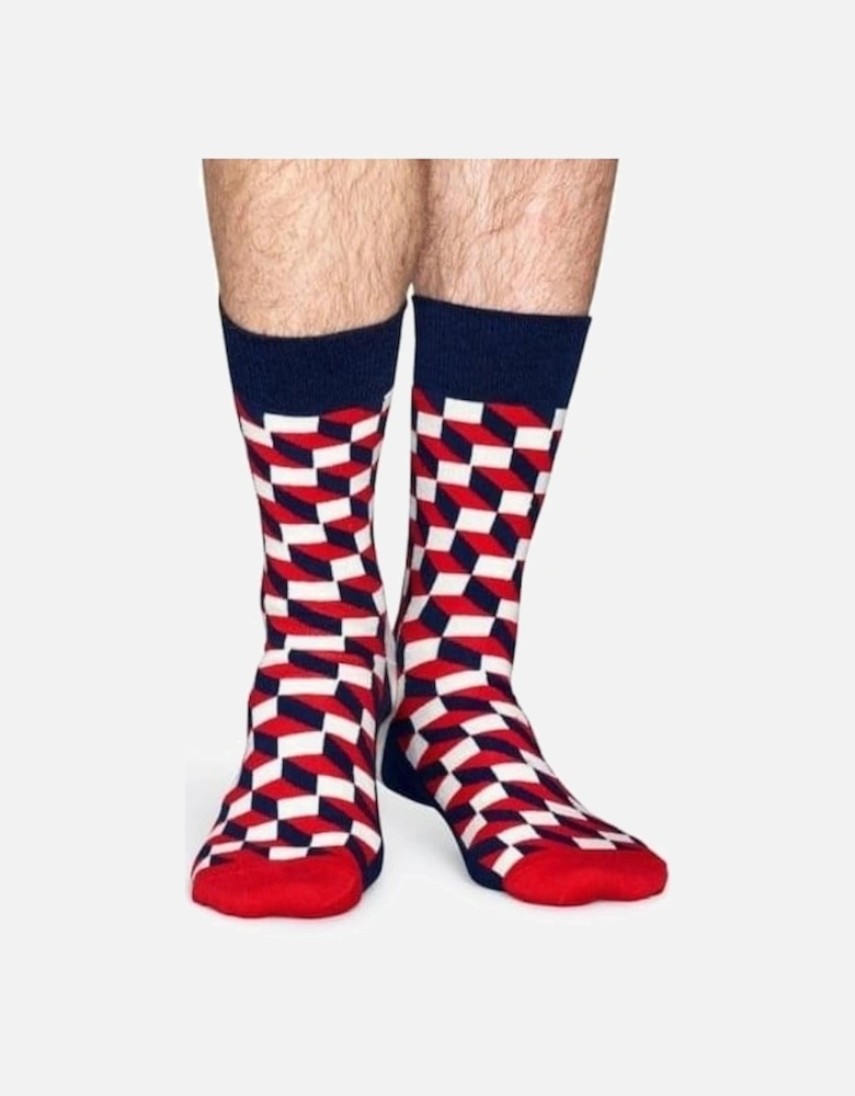 Filled Optic Socks, Navy/Red/White