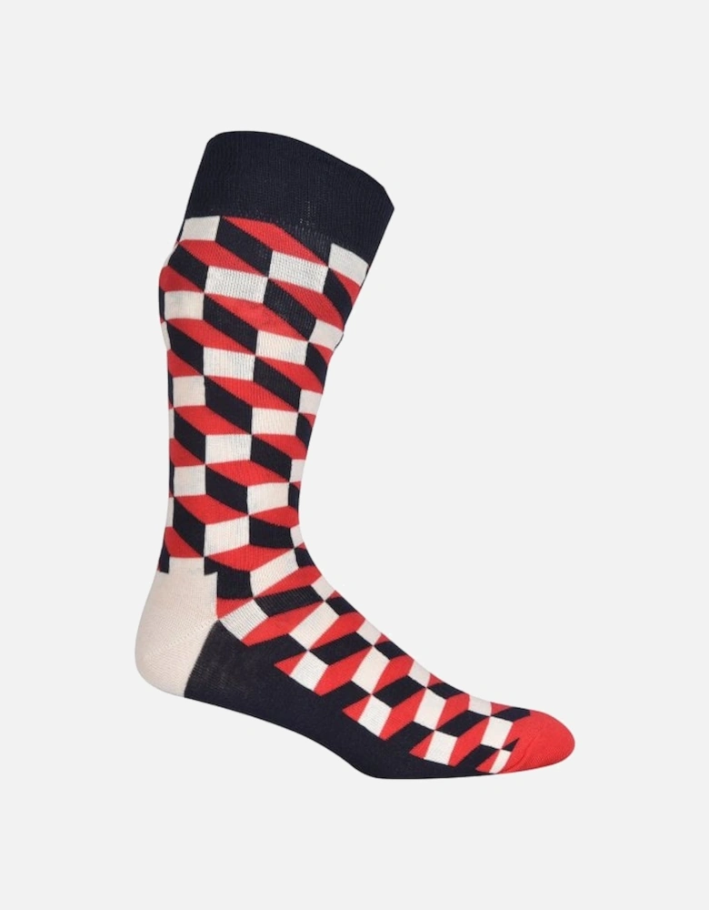 Filled Optic Socks, Navy/Red/White