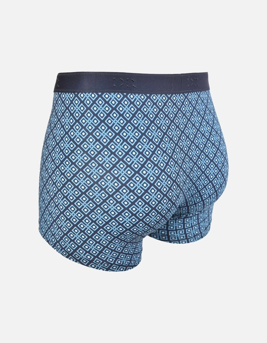 Jack Pima Cotton Stretch Geo Print Boxer Trunk, Navy/turquoise