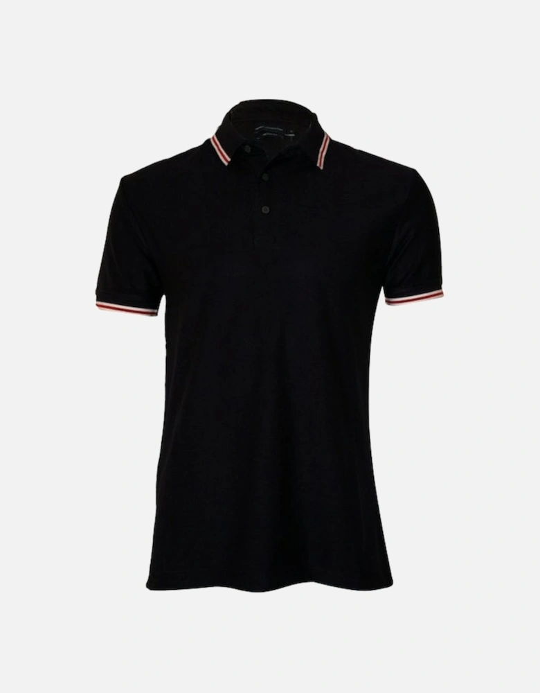 Textured Contrasting Stripe Polo Shirt, Navy