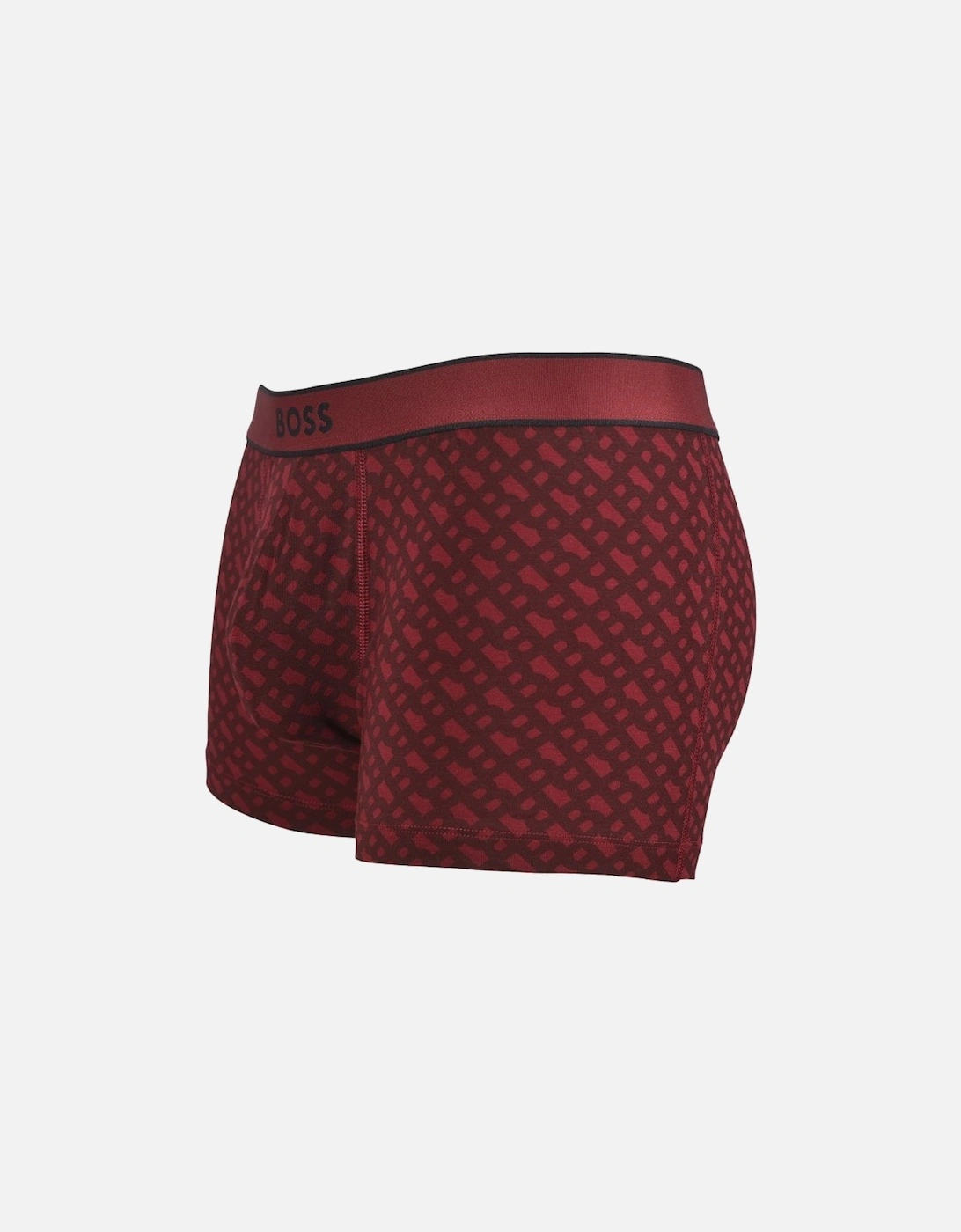 B-Grid Print Boxer Trunk, Burgundy