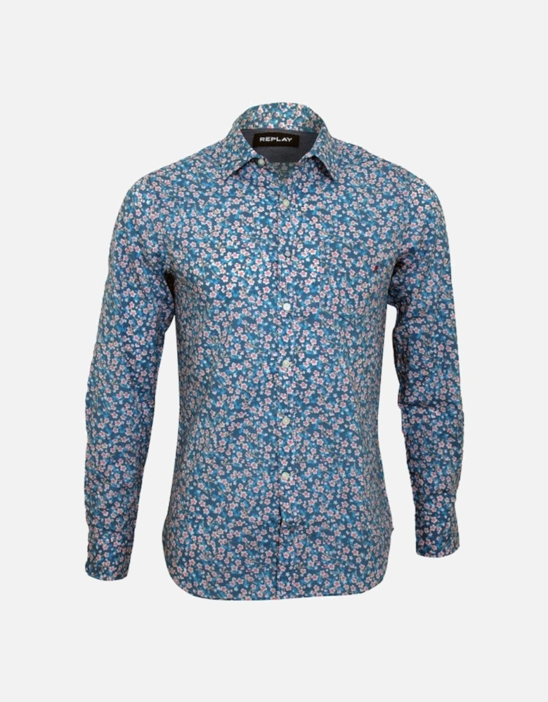 Micro Flowers Shirt, Blue