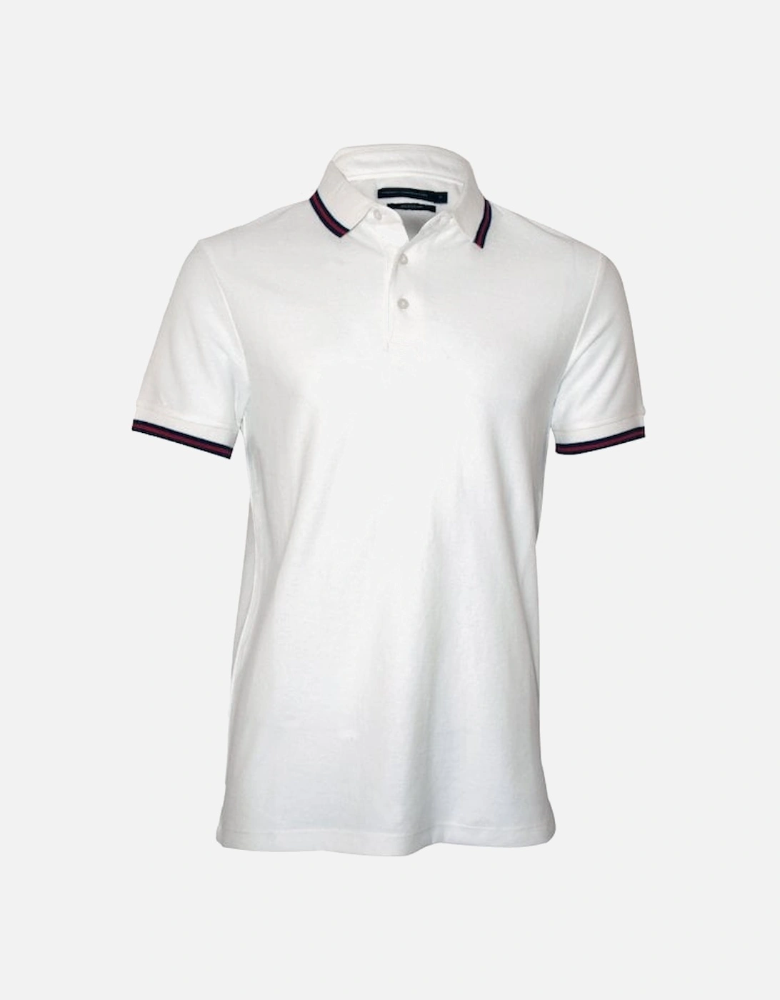 Textured Contrasting Stripe Polo Shirt, White, 4 of 3