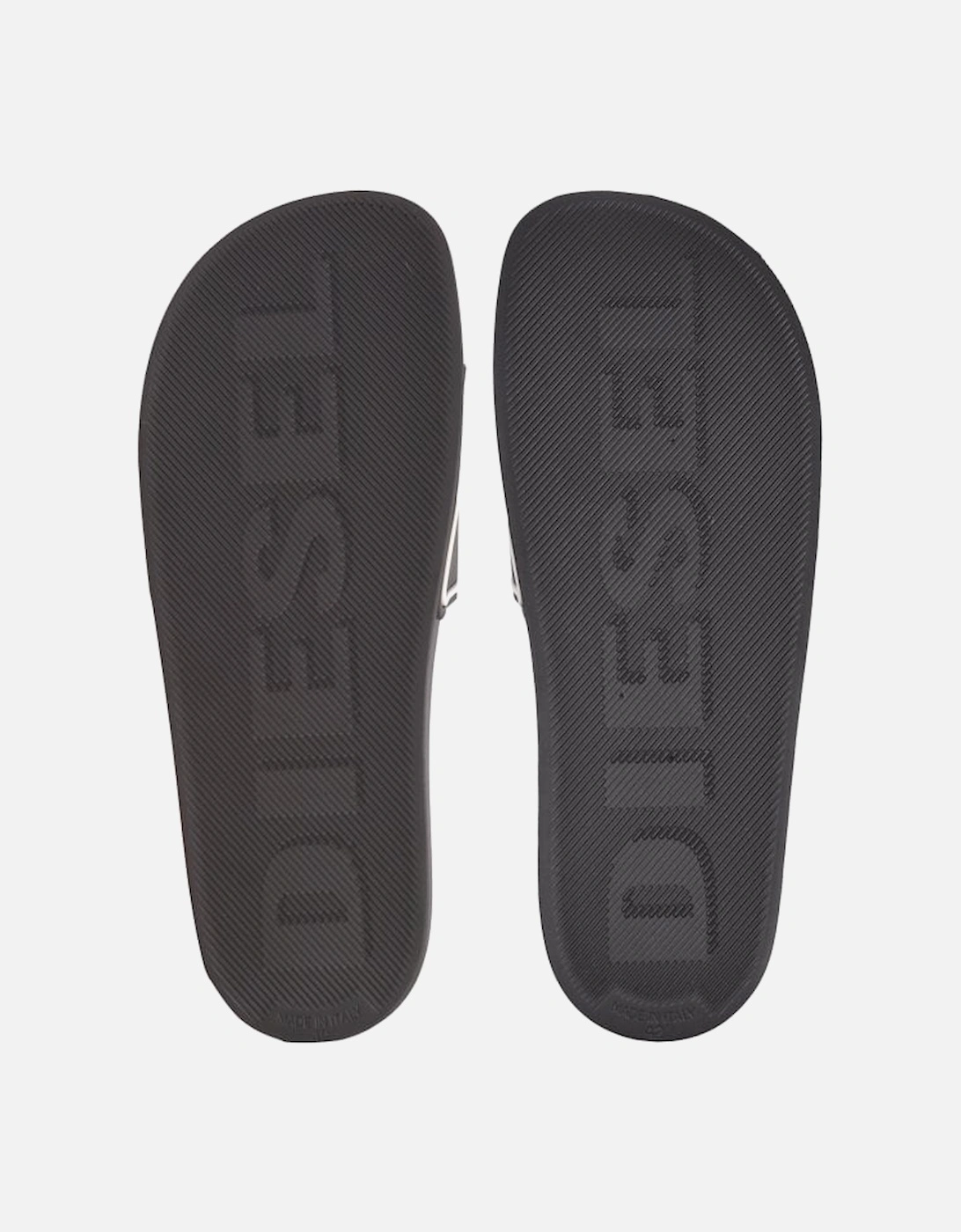 Raised Logo Pool Slider Sandals, Black