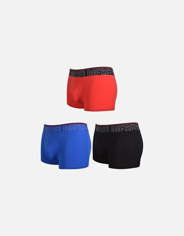 3-Pack Maxi Logo Boxer Trunks, Black/Red/Blue
