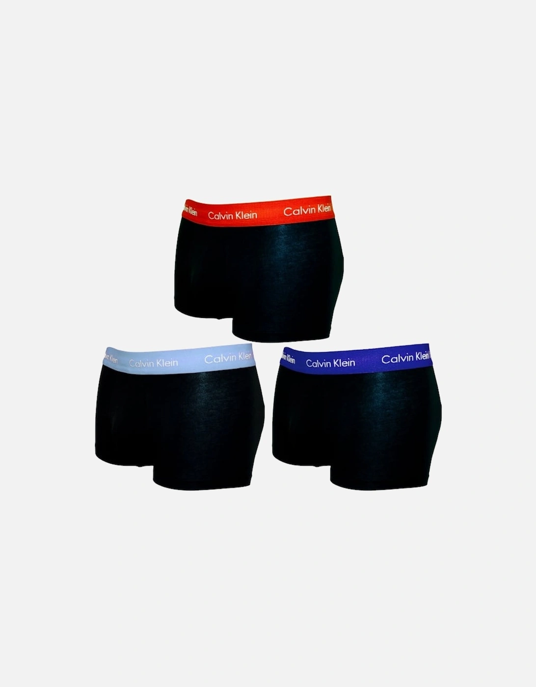 3-Pack Low-Rise Boxer Trunks, Black with orange/blue/blue