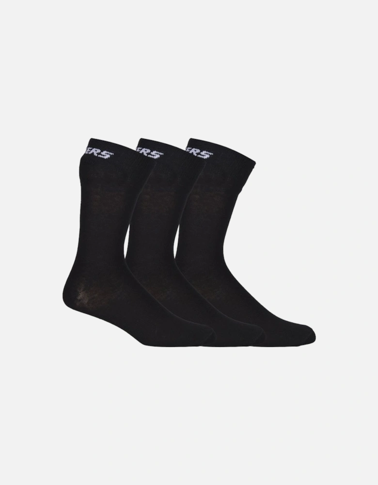 3-Pack Mesh Ventilation Crew Socks, Black