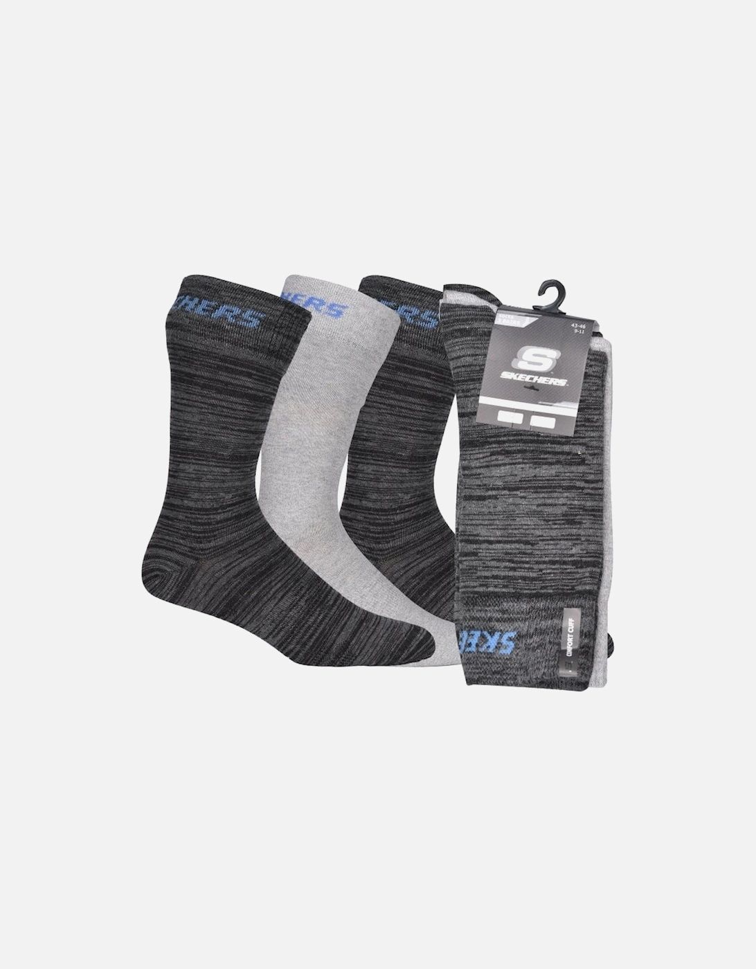 3-Pack Mesh Ventilation Crew Socks, Dark Grey Mix