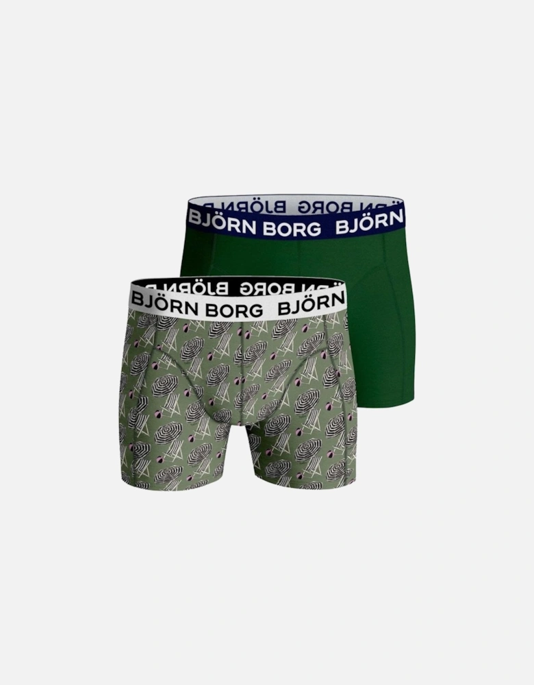 2-Pack Deckchair & Solid Boys Boxer Trunks, Green Mix