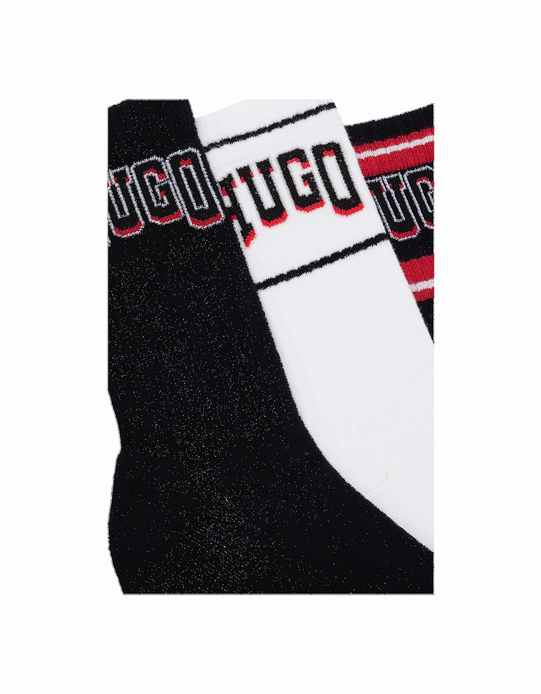 3-Pack Basketball Logo Sports Socks, Black/White