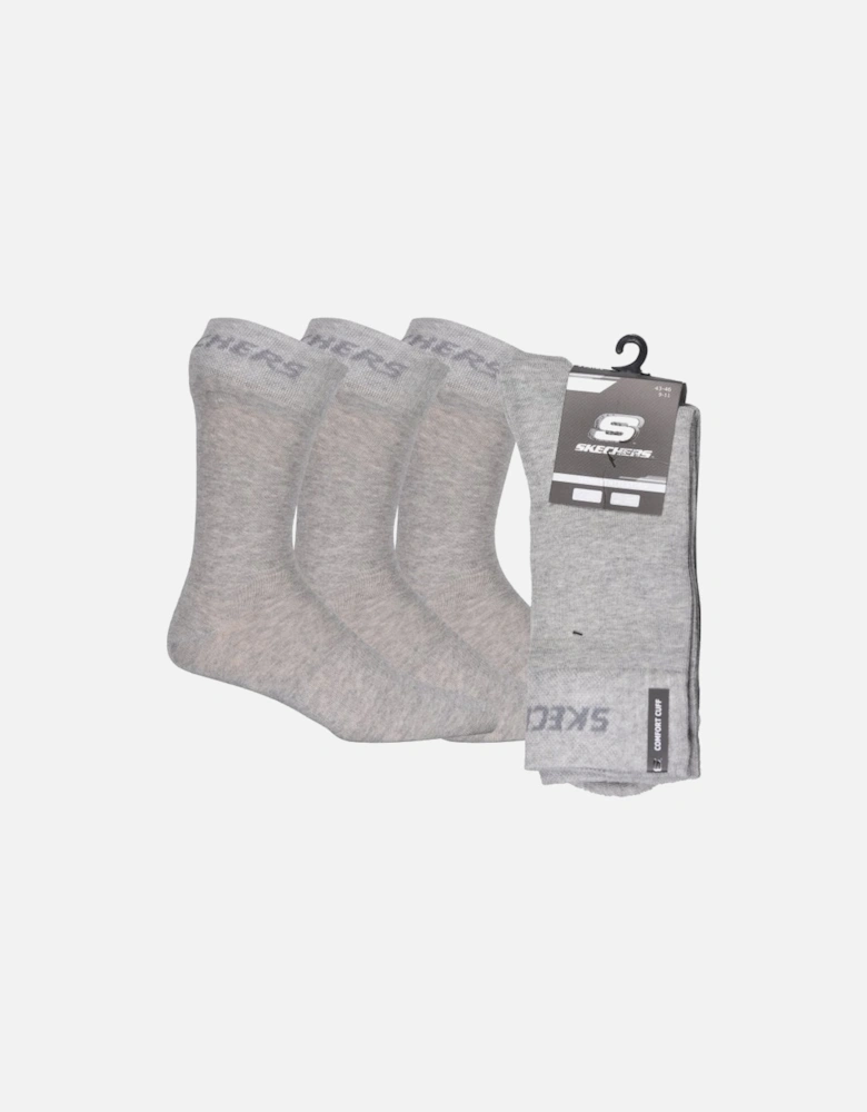 3-Pack Mesh Ventilation Crew Socks, Light Grey Melalnge
