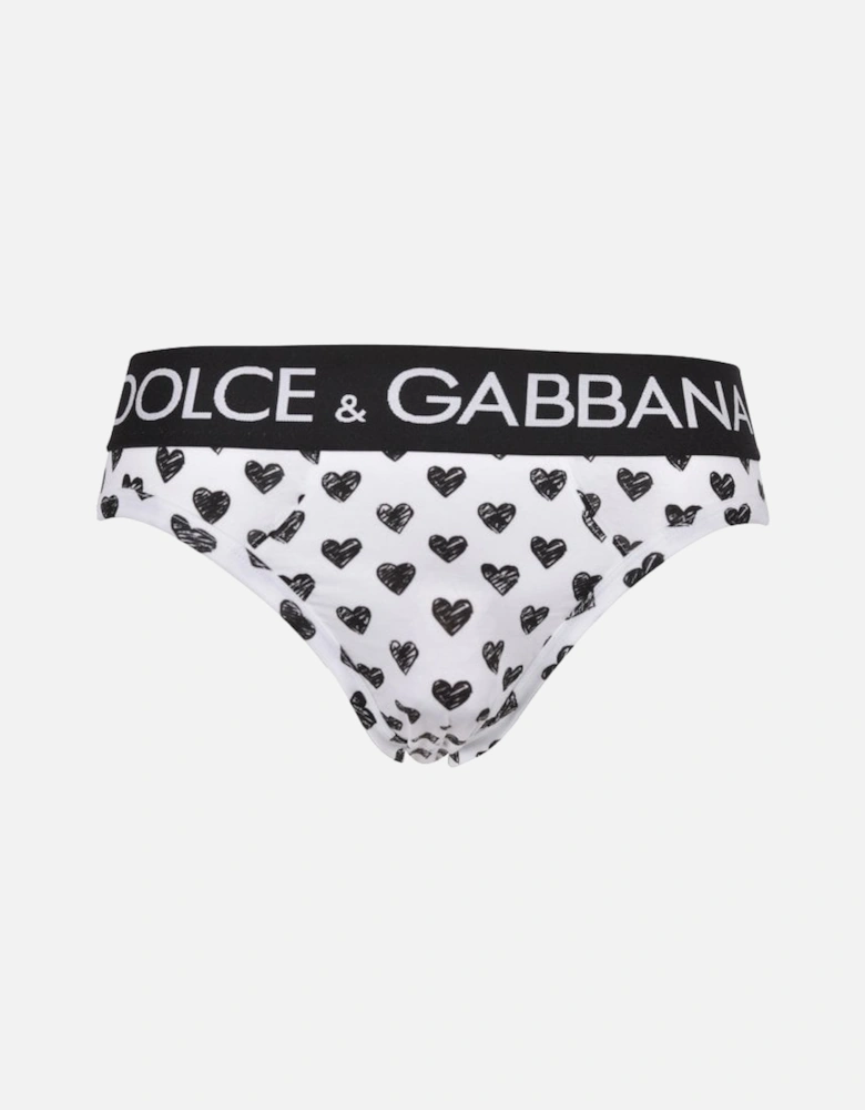 2-Pack DG Hearts & Solid Brando Briefs, White/Black