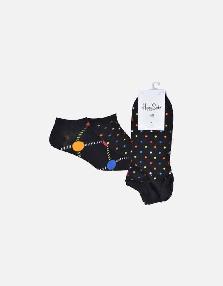 2-Pack Dot Lover Trainer Socks, Black/multi