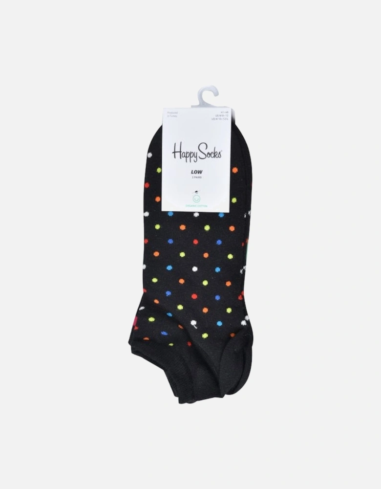 2-Pack Dot Lover Trainer Socks, Black/multi