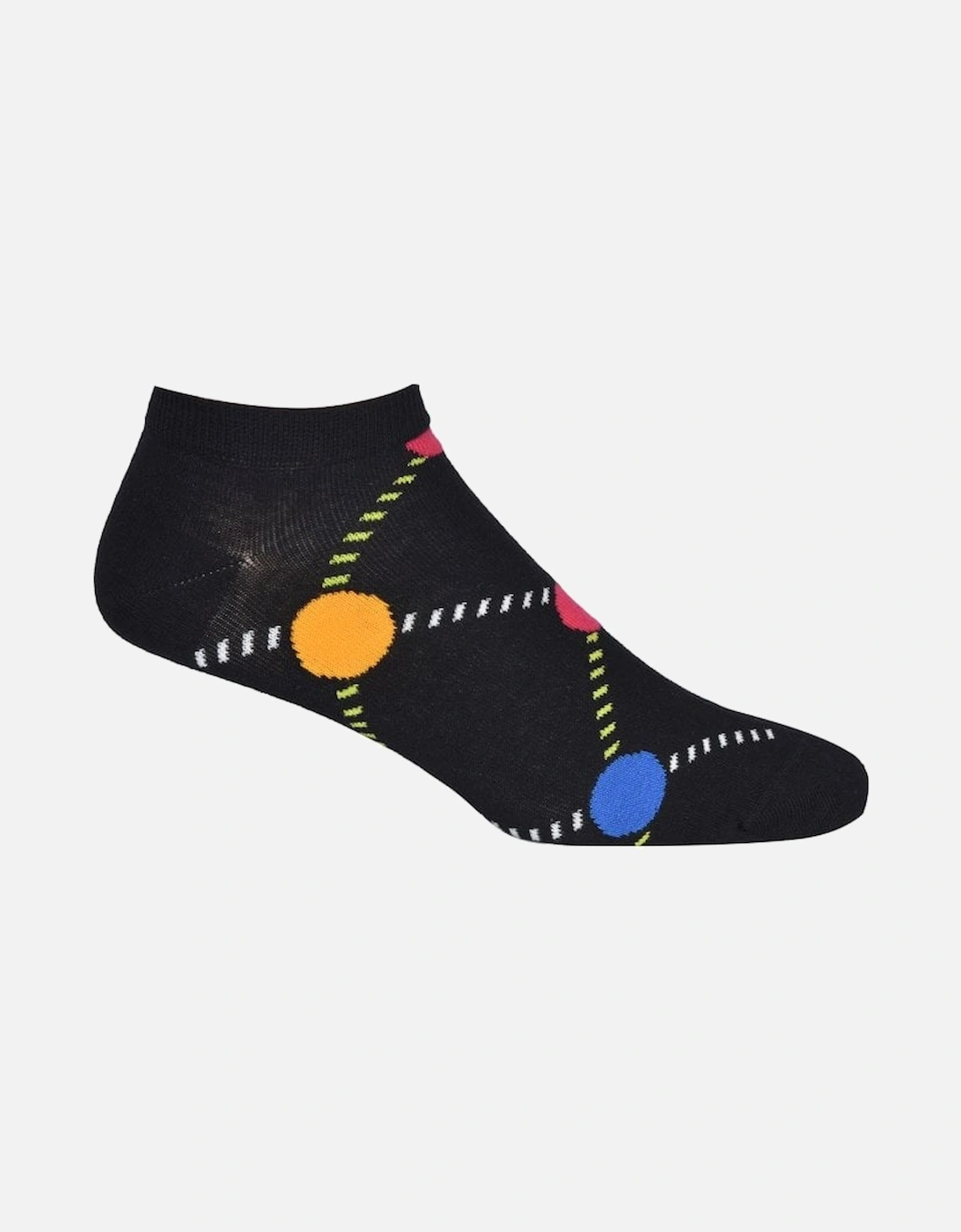 2-Pack Dot Lover Trainer Socks, Black/multi
