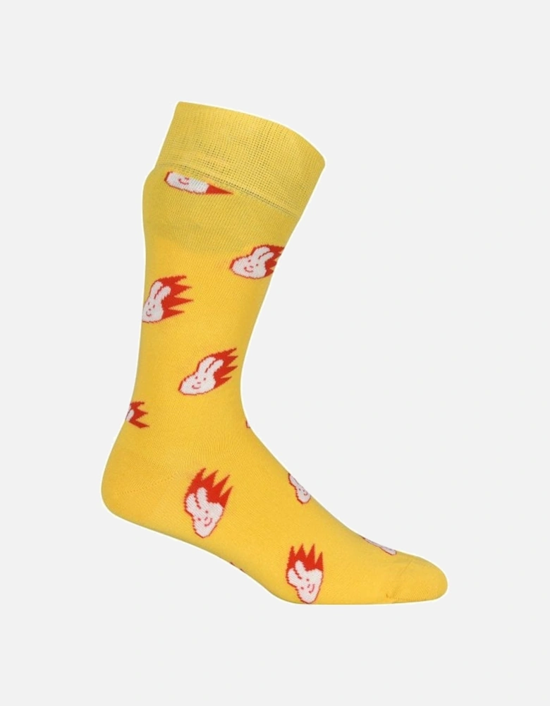 Flaming Bunny Socks, Yellow