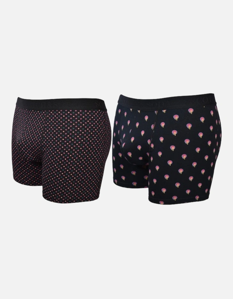 2-Pack Dot and Ditsy Print Boxer Briefs, Black