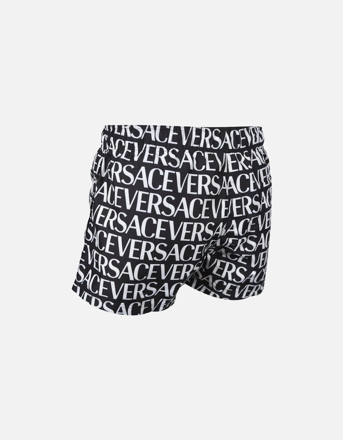 Repeat Logo Print Luxe Swim Shorts, Black/white