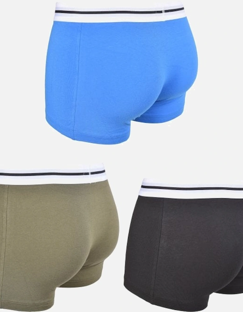 3-Pack Bold Coloured Boxer Trunks, Blue/Khaki/Black