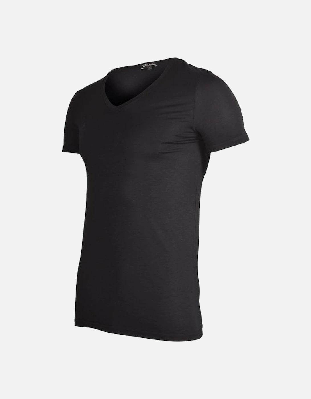 Micromodal Stretch V-Neck T-Shirt, Black