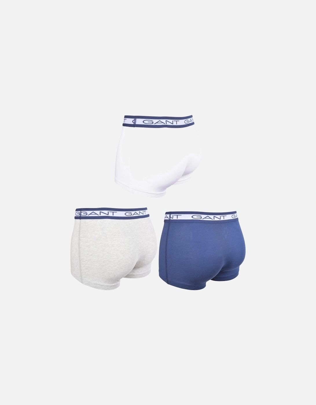 3-Pack Block Stripe Waistband Boxer Trunks, Navy/White/Grey