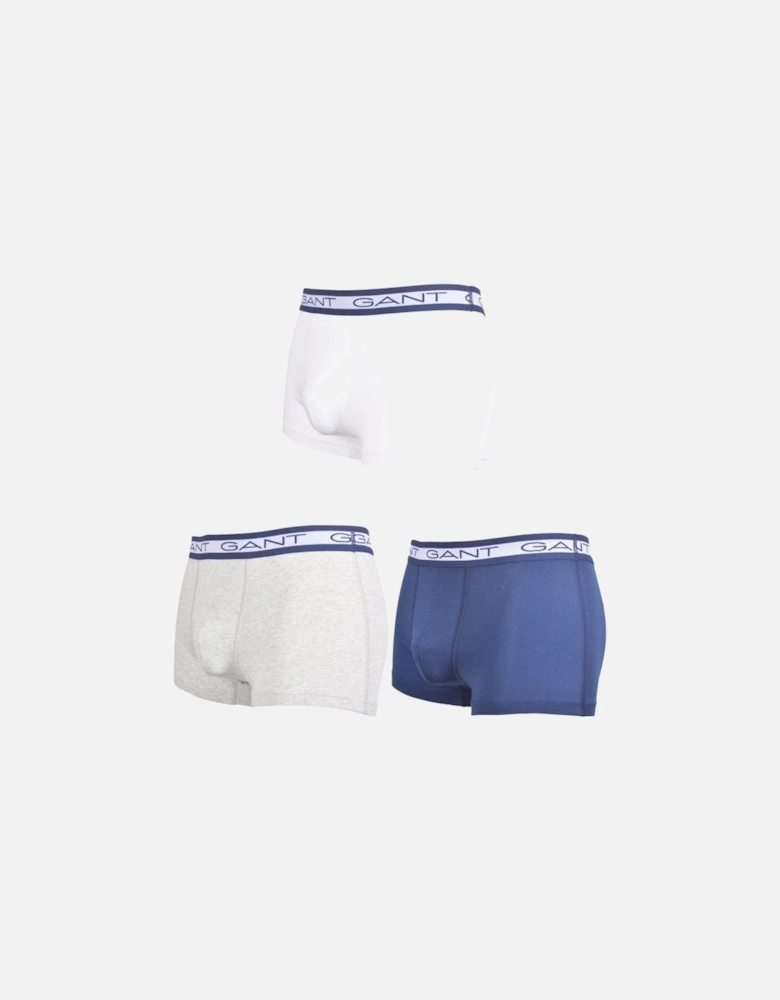 3-Pack Block Stripe Waistband Boxer Trunks, Navy/White/Grey