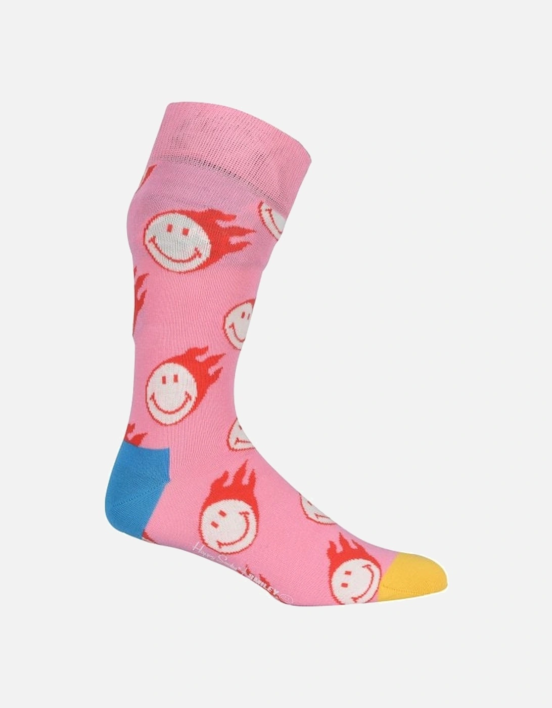 Flaming Smiley Socks, Pink
