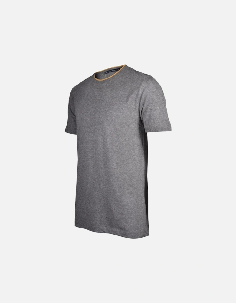 Tipped Crew-Neck T-Shirt, Mid Grey Melange