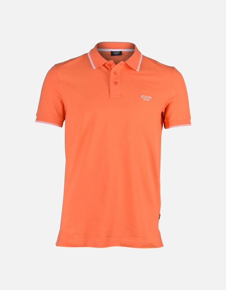 Jeans Contrast Collar Cotton Jersey Polo Shirt, Orange/white