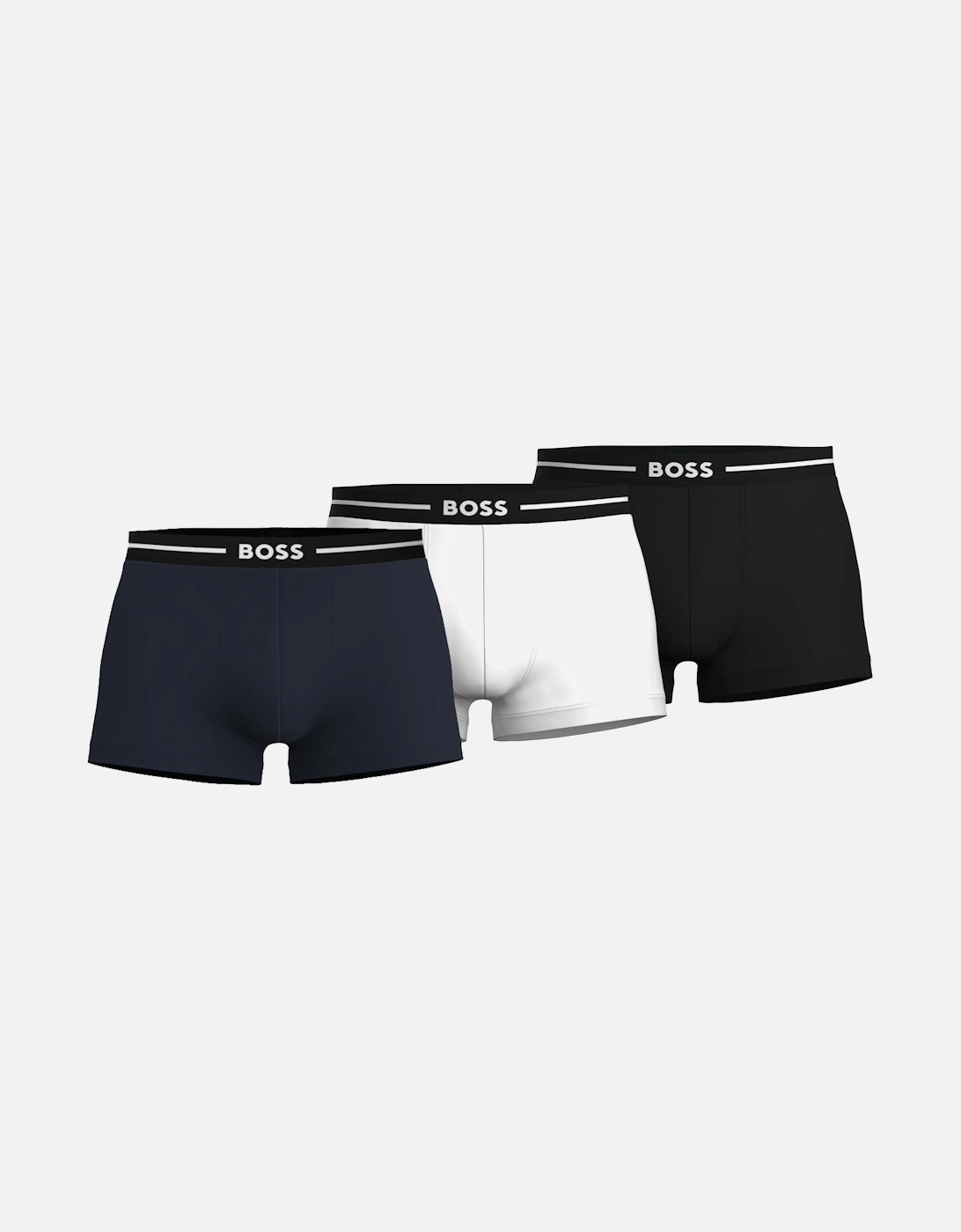 3-Pack Bold Logo Boxer Trunks, Black/White/Navy
