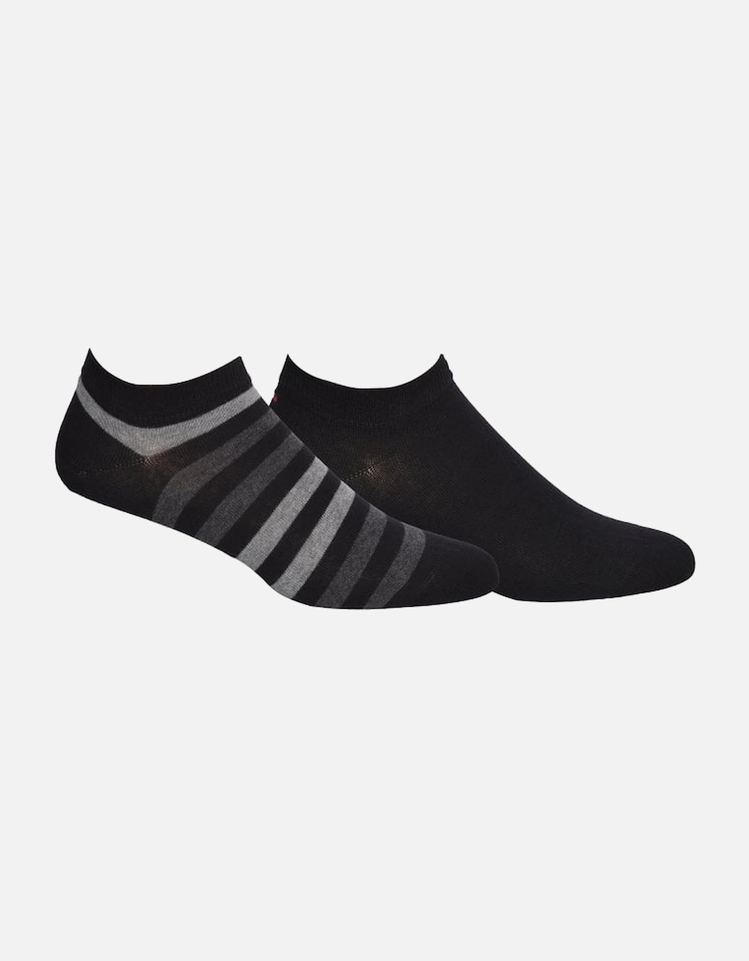 2-Pack Duo Stripe Trainer Socks, Black/Grey