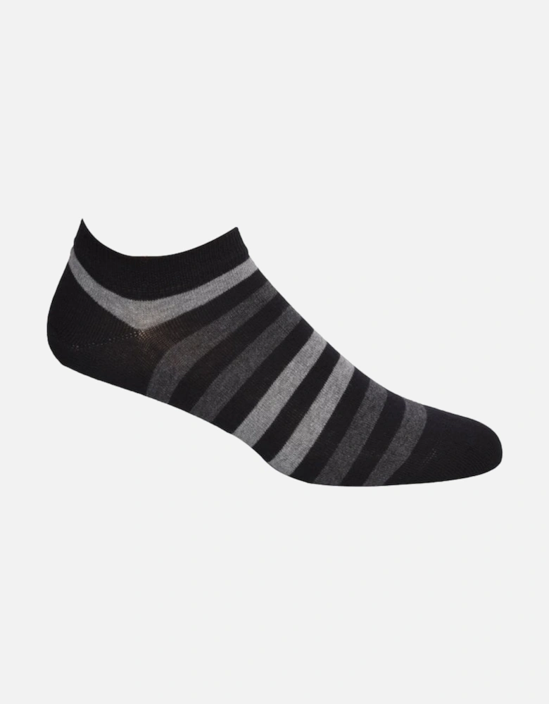 2-Pack Duo Stripe Trainer Socks, Black/Grey