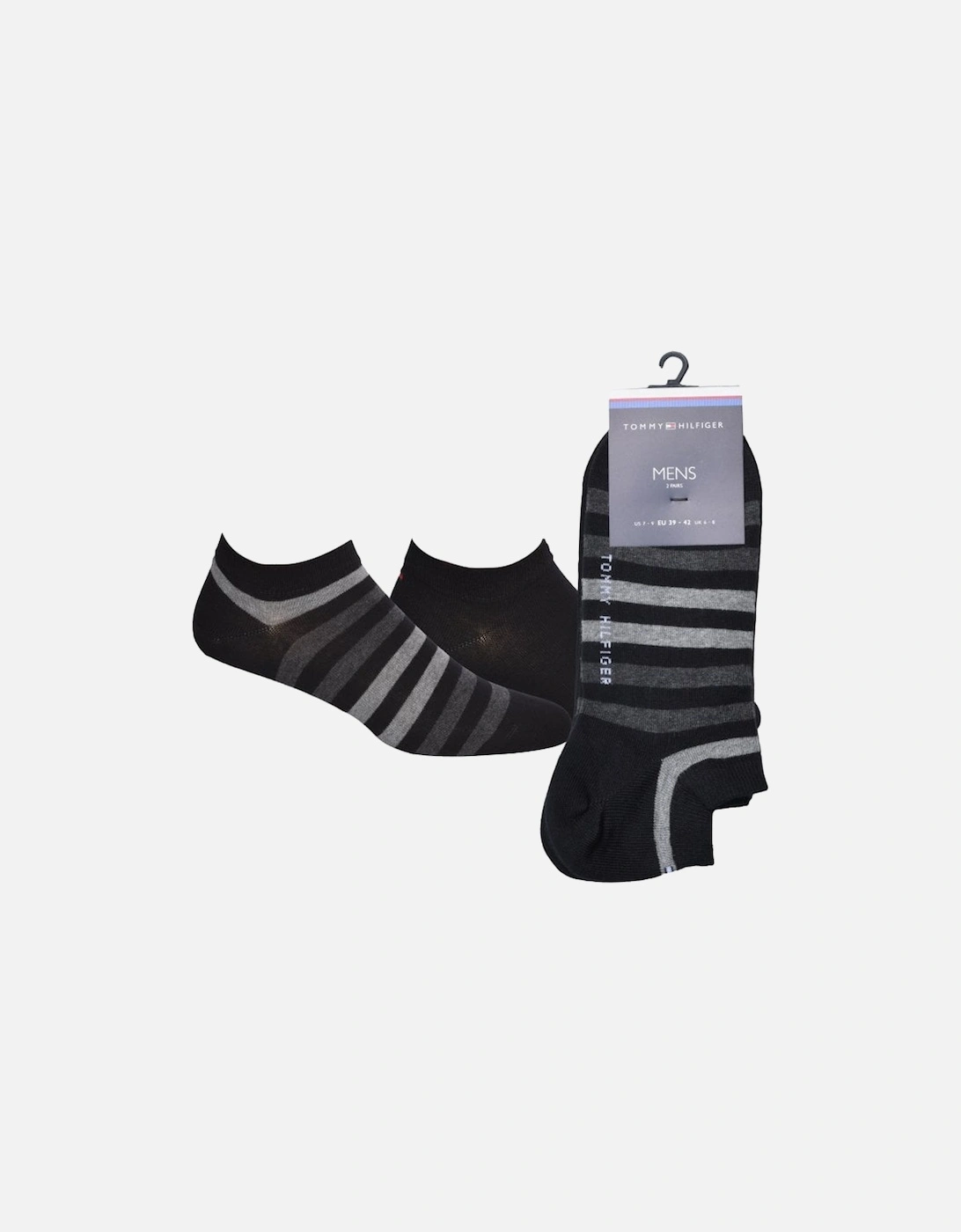 2-Pack Duo Stripe Trainer Socks, Black/Grey, 6 of 5