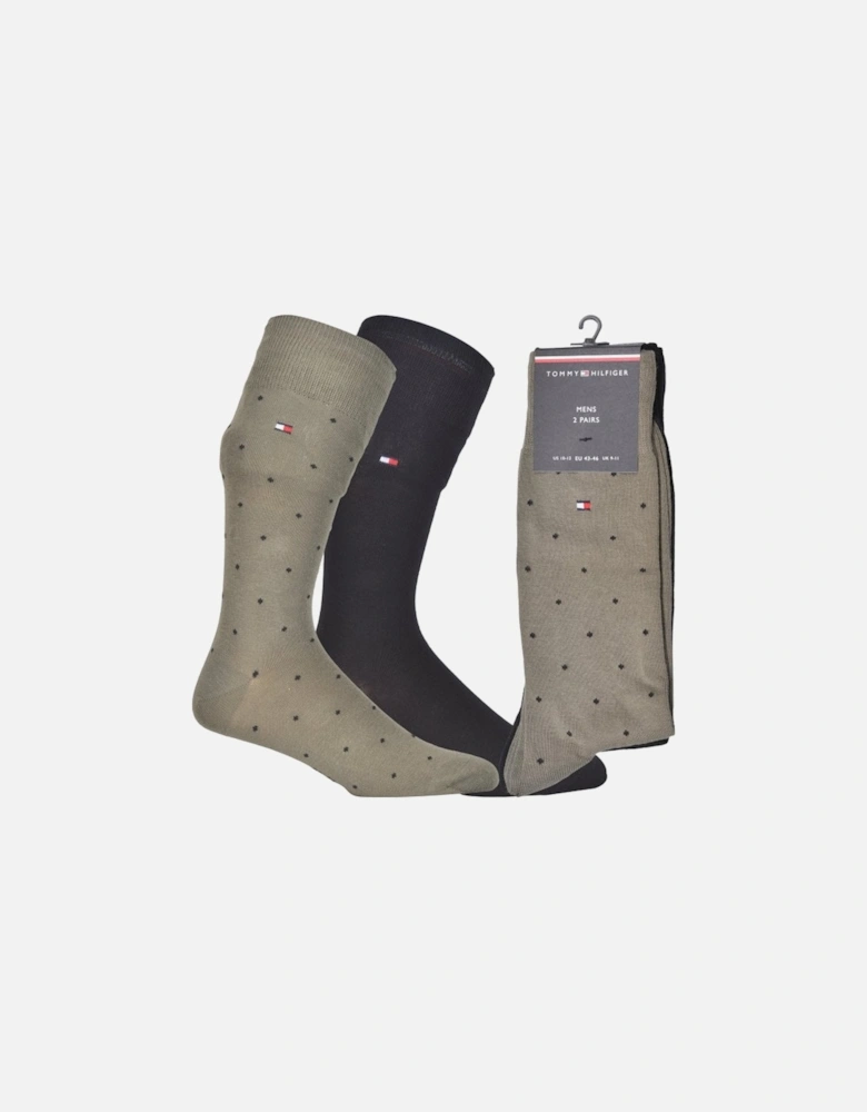 2-Pack Dots Pattern Socks, Black/Khaki