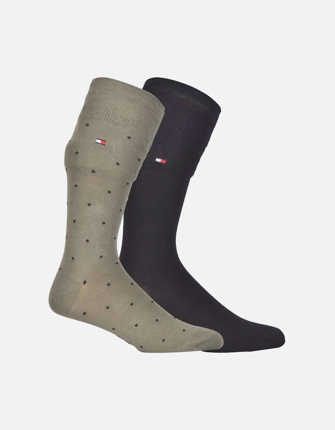 2-Pack Dots Pattern Socks, Black/Khaki