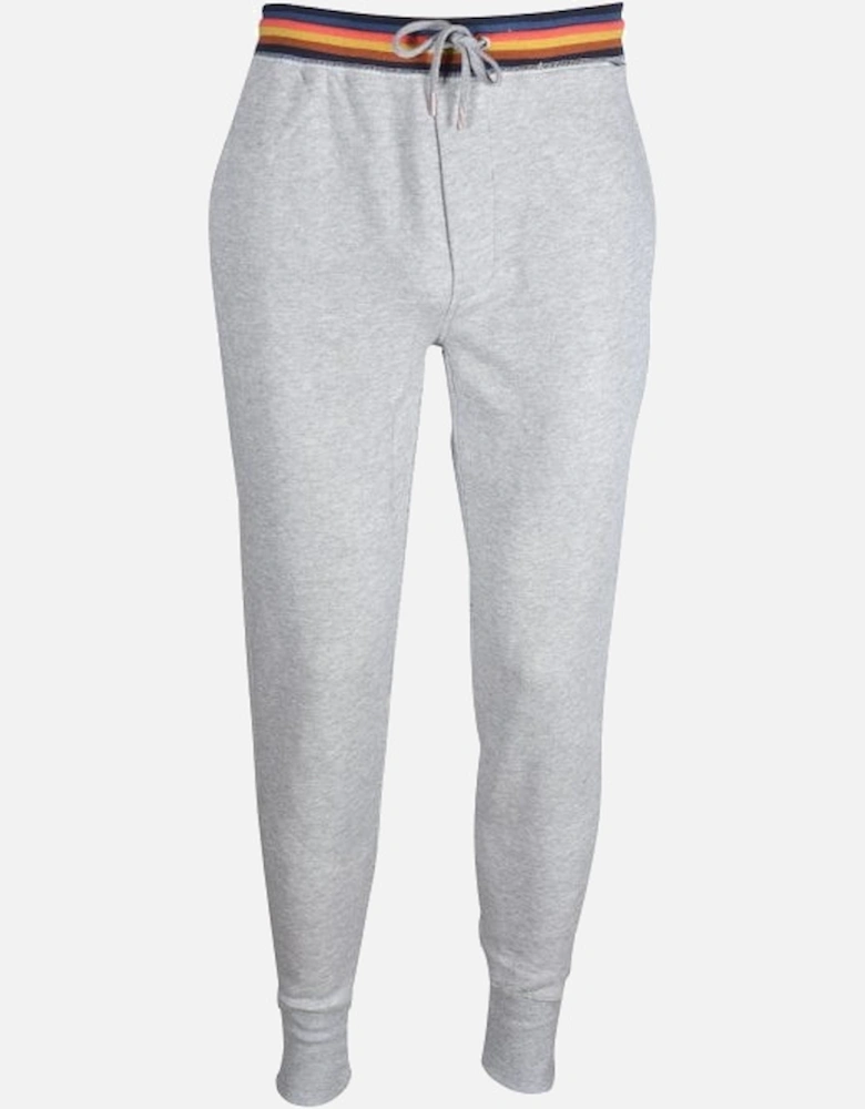 Fleece-Lined Artist Stripe Jogging Bottoms, Grey Melange