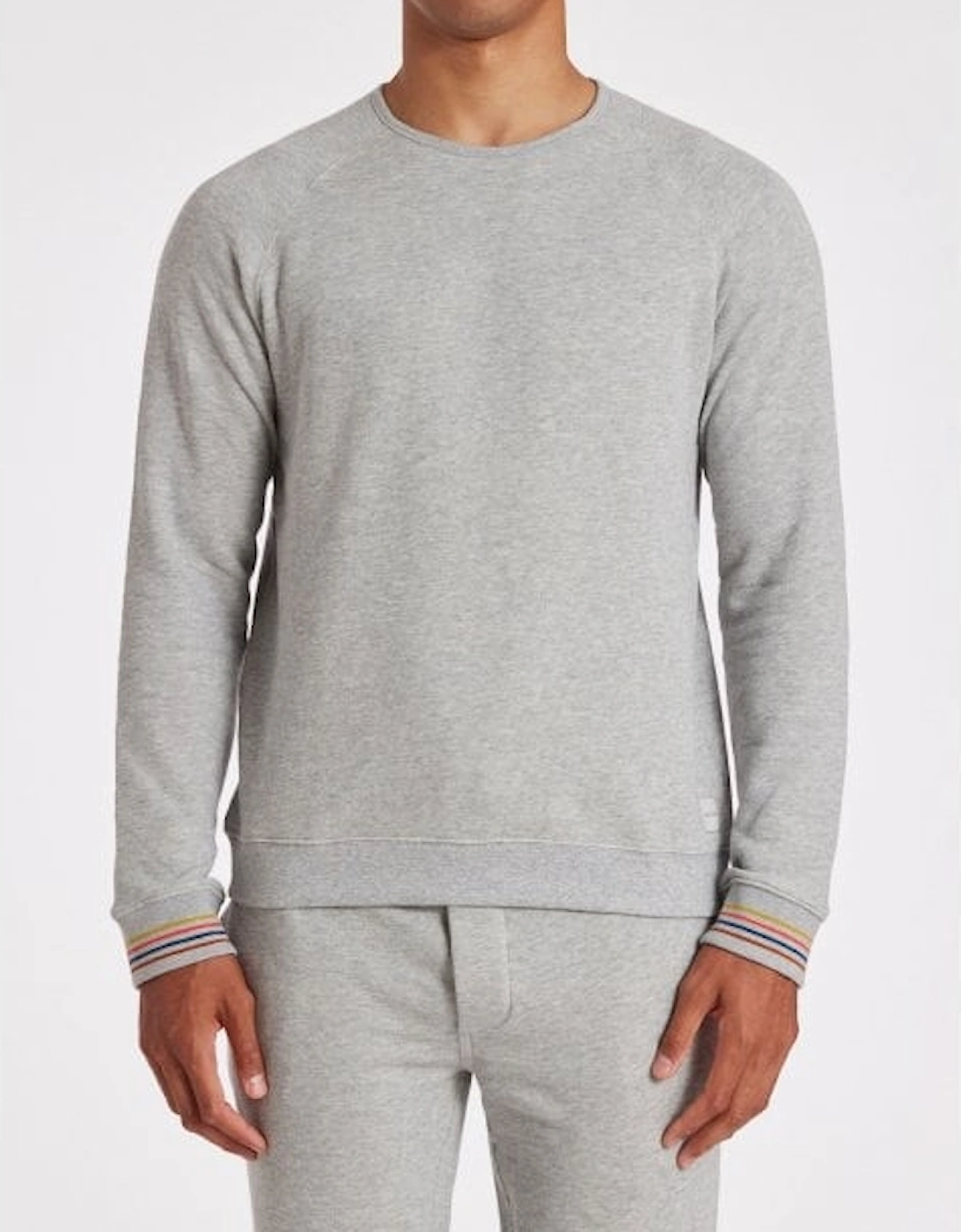 Fleece-Lined New Artist Stripe Sweatshirt, Grey Melange