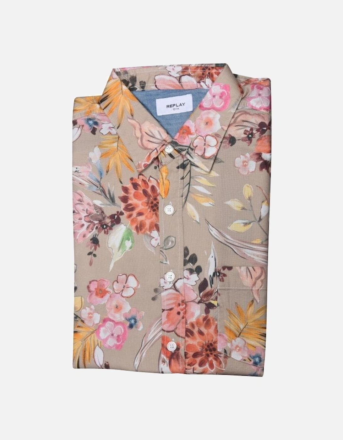 Floral Print Shirt, Fawn/multi