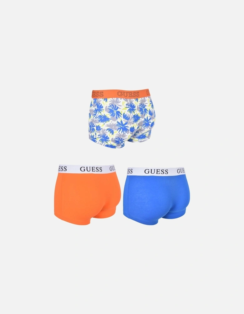 3-Pack Botanical Print Boxer Trunks, Blue/Orange/Multi