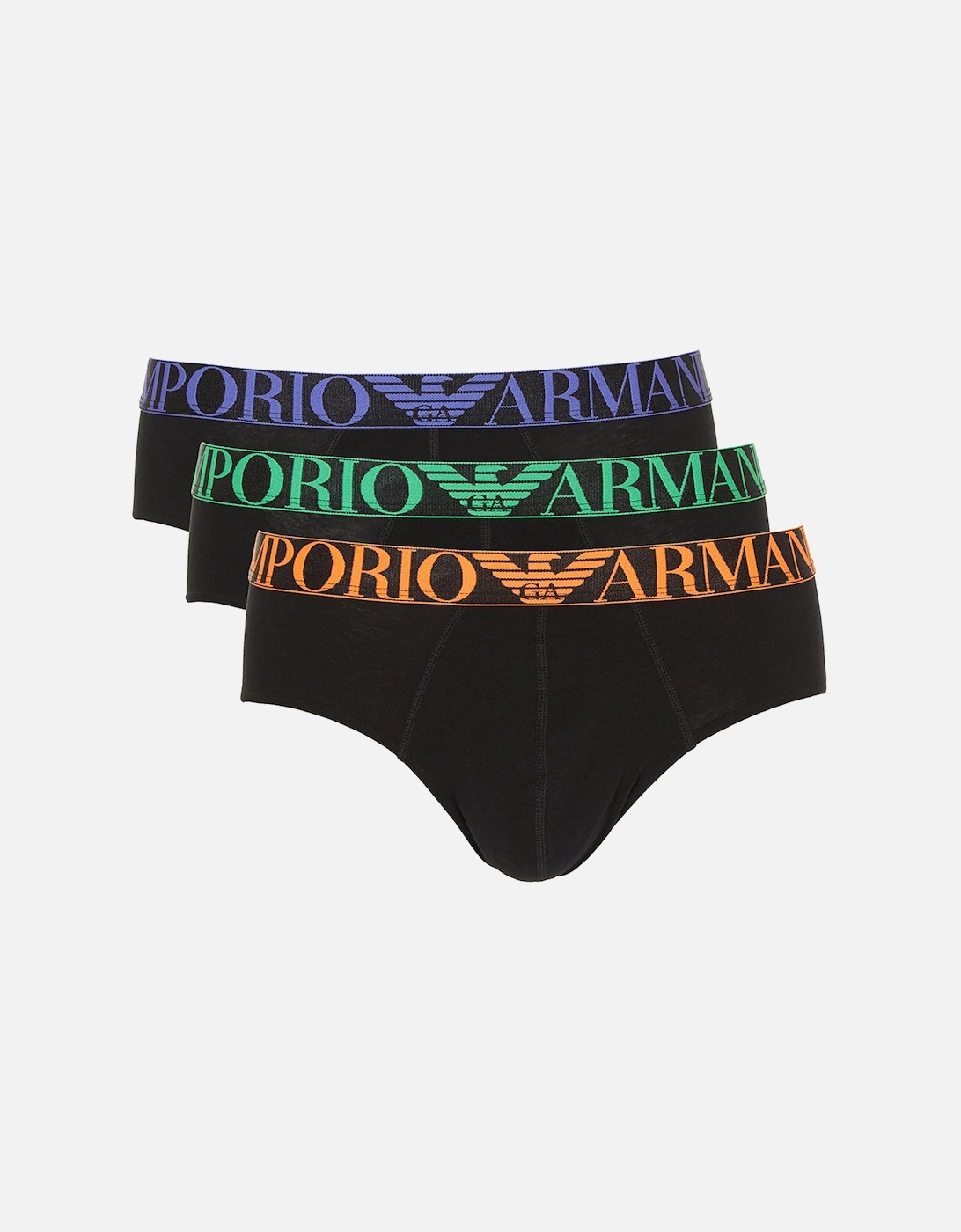 3-Pack Neon Logo Briefs, Black