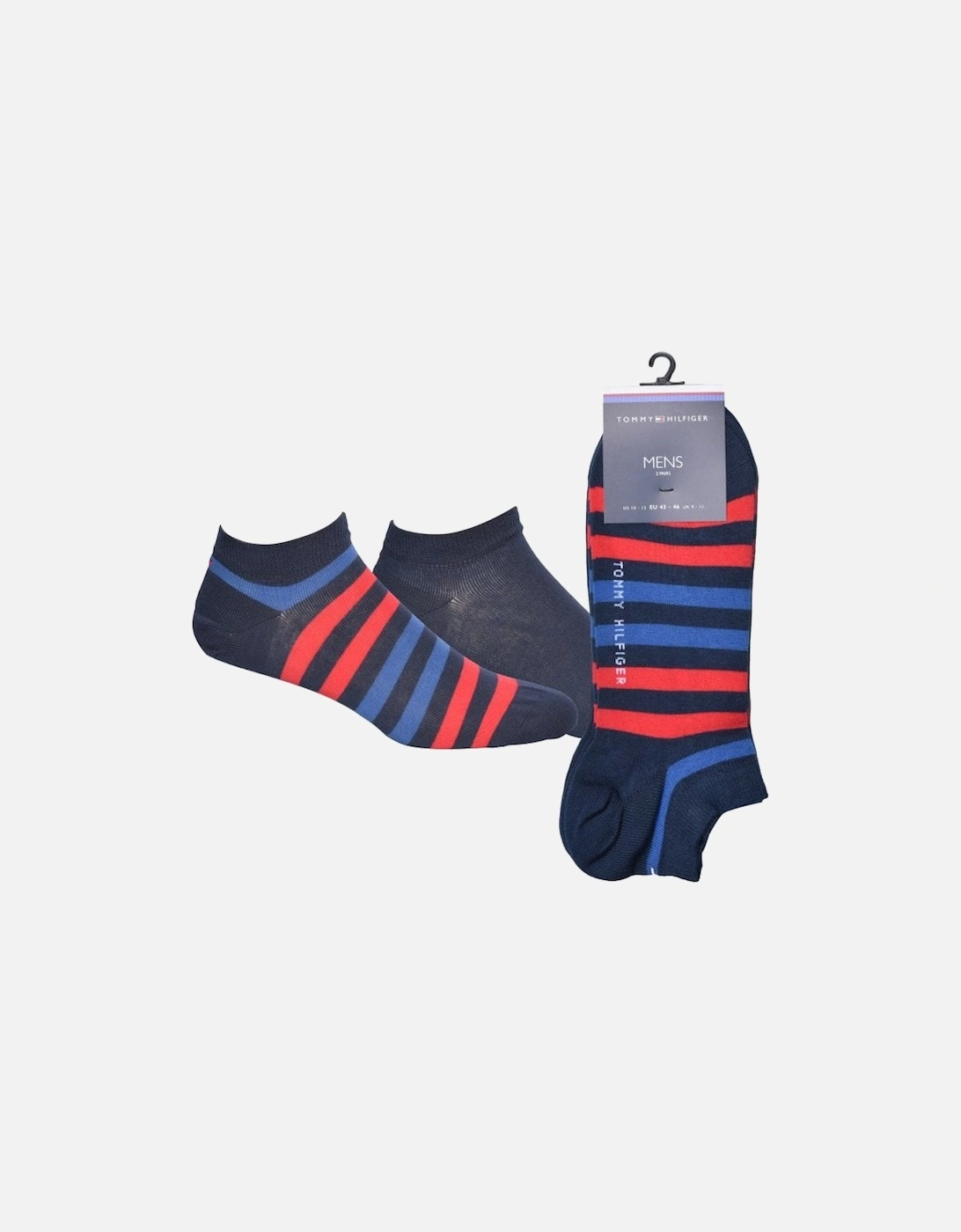 2-Pack Duo Stripe Trainer Socks, Navy/Red, 6 of 5